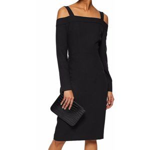 IRIS & INK Steff Cold-Shoulder Crepe Dress in Black Size 8